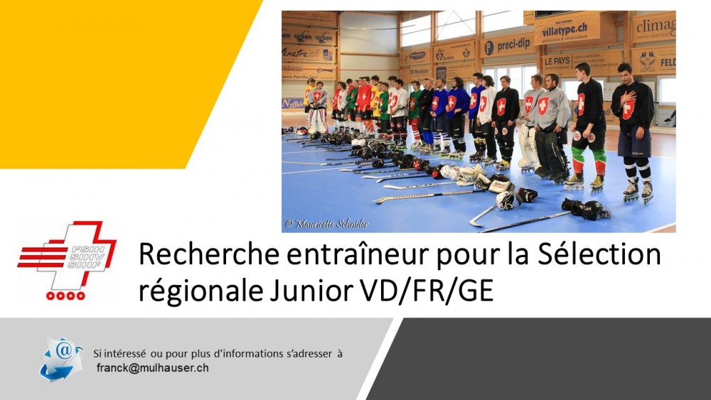 Recherche entraîneur pour la Sélection régionale Junior VD/FR/GE 