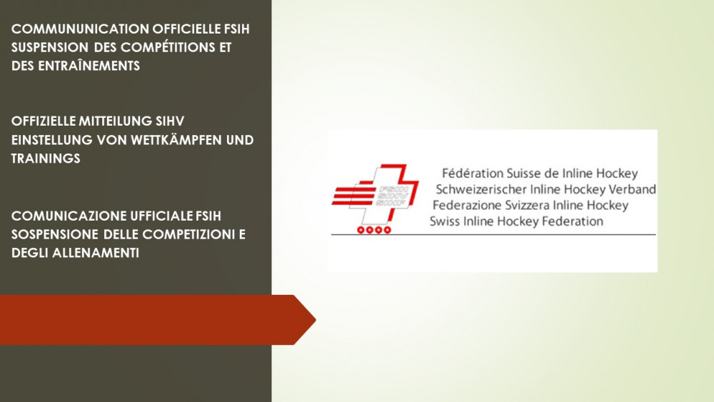 FSIH - COMMUNICATION OFFICIELLE - SUSPENSION DES COMPÉTITIONS ET DES ENTRAÎNEMENTS