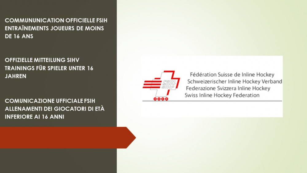 COMMUNUNICATION OFFICIELLE FSIH - ENTRAÎNEMENTS JOUEURS DE MOINS DE 16 ANS