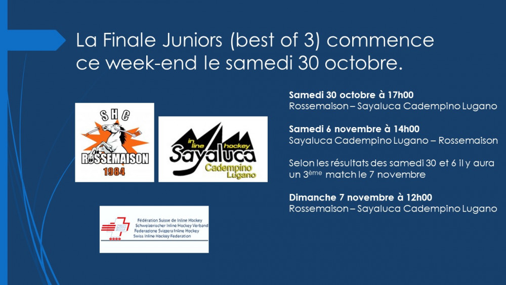 La Finale juniors (Best of 3) entre Rossemaison et Sayaluca Cadempino Lugano