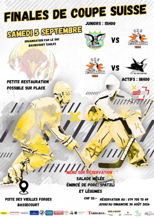 Schweizer Cup: Zwei Finalspiele am Samstag in Bassecourt!